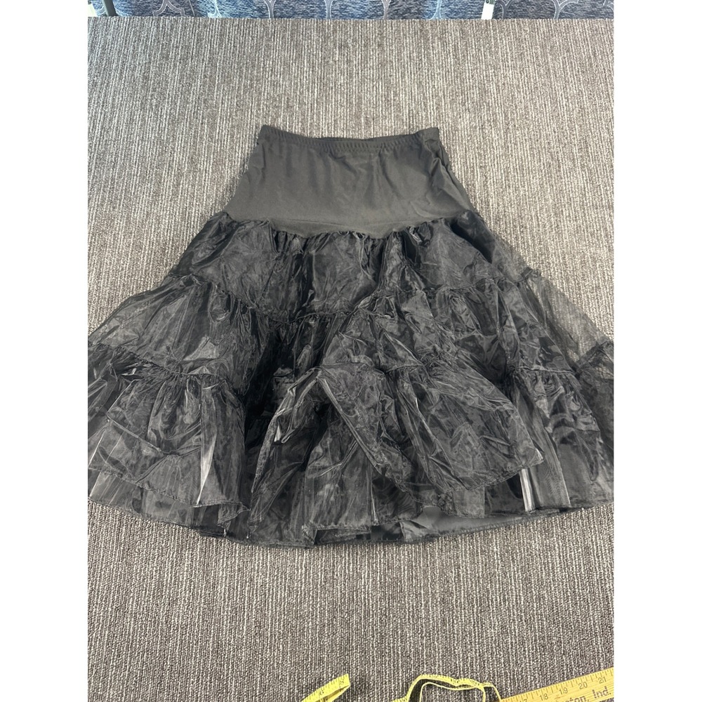 Black Tulle Crinoline Petticoat Tiered Ruffle  Skirt One Size Fits Most US 4-12